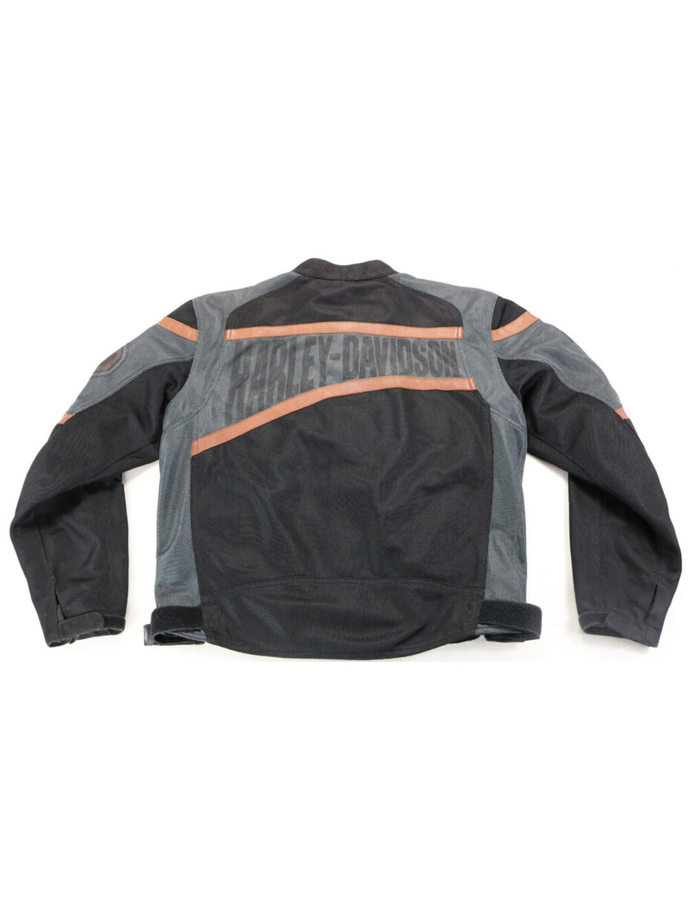 harley davidson jacket L black gray mesh leather #1 armor pockets bar USA hdmc